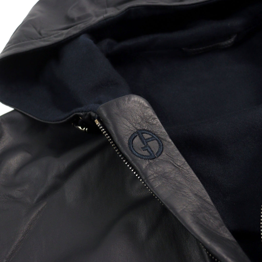 GIORGIO ARMANI Jacket 9SR03P Main: 100% lambskin, part: 66% virgin wool, part: 19% silk, part: 9% cashmere, part: 5% polyamide (nylon) black mens 52 Used Authentic