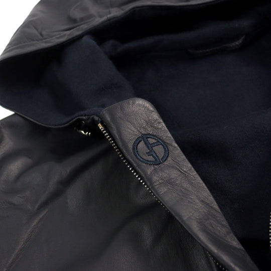GIORGIO ARMANI Jacket 9SR03P Main: 100% lambskin, part: 66% virgin wool, part: 19% silk, part: 9% cashmere, part: 5% polyamide (nylon) black mens 52 Used Authentic