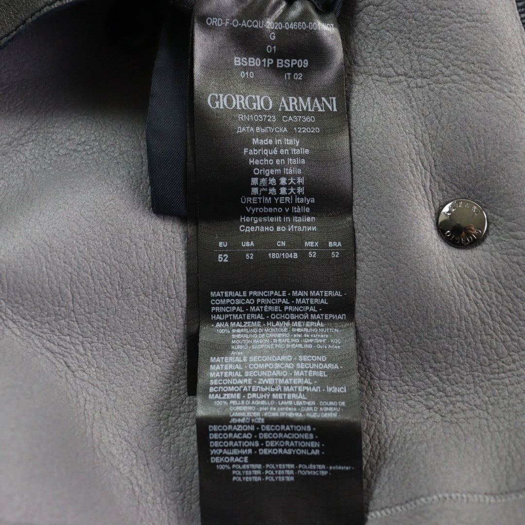 GIORGIO ARMANI coat BSB01P Outer material: 100% mouton, Outer material: 100% lamb leather, Part: 100% polyester purple mens 52 Used Authentic