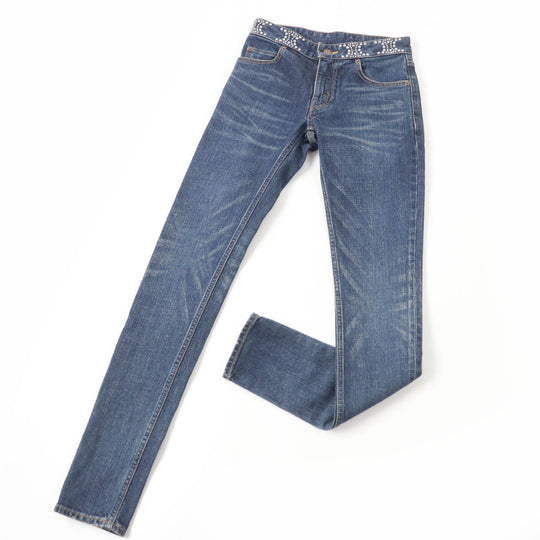 CELINE Denim pants N972 255V O8DL Main: 98% cotton, Main: 2% elastane Indigo Women 24 Used Authentic