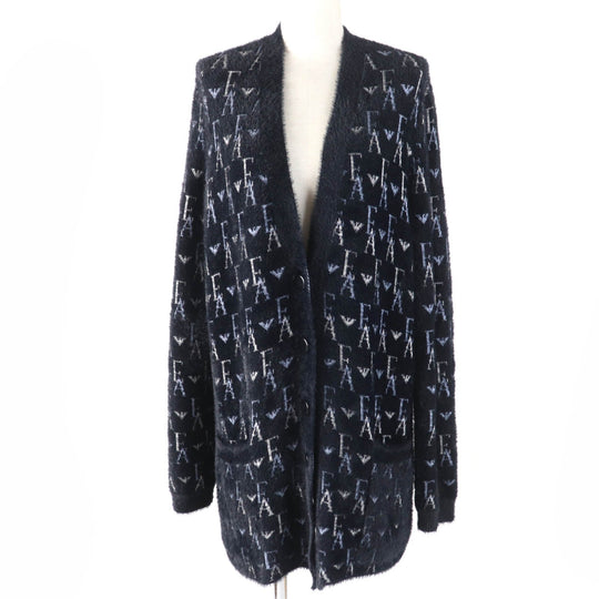 EMPORIO ARMANI cardigan Main: 47% polyamide, Main: 36% viscose, Main: 17% polyester Navy Women L Used Authentic