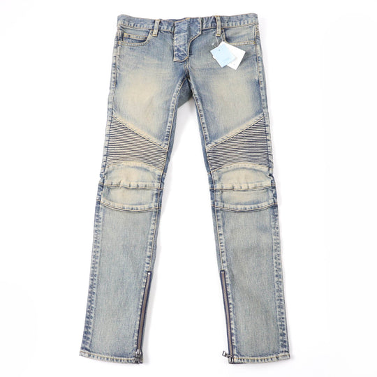 BALMAIN Denim pants Main: 98% cotton, Main: 2% polyurethane Indigo Women 36 Used Authentic