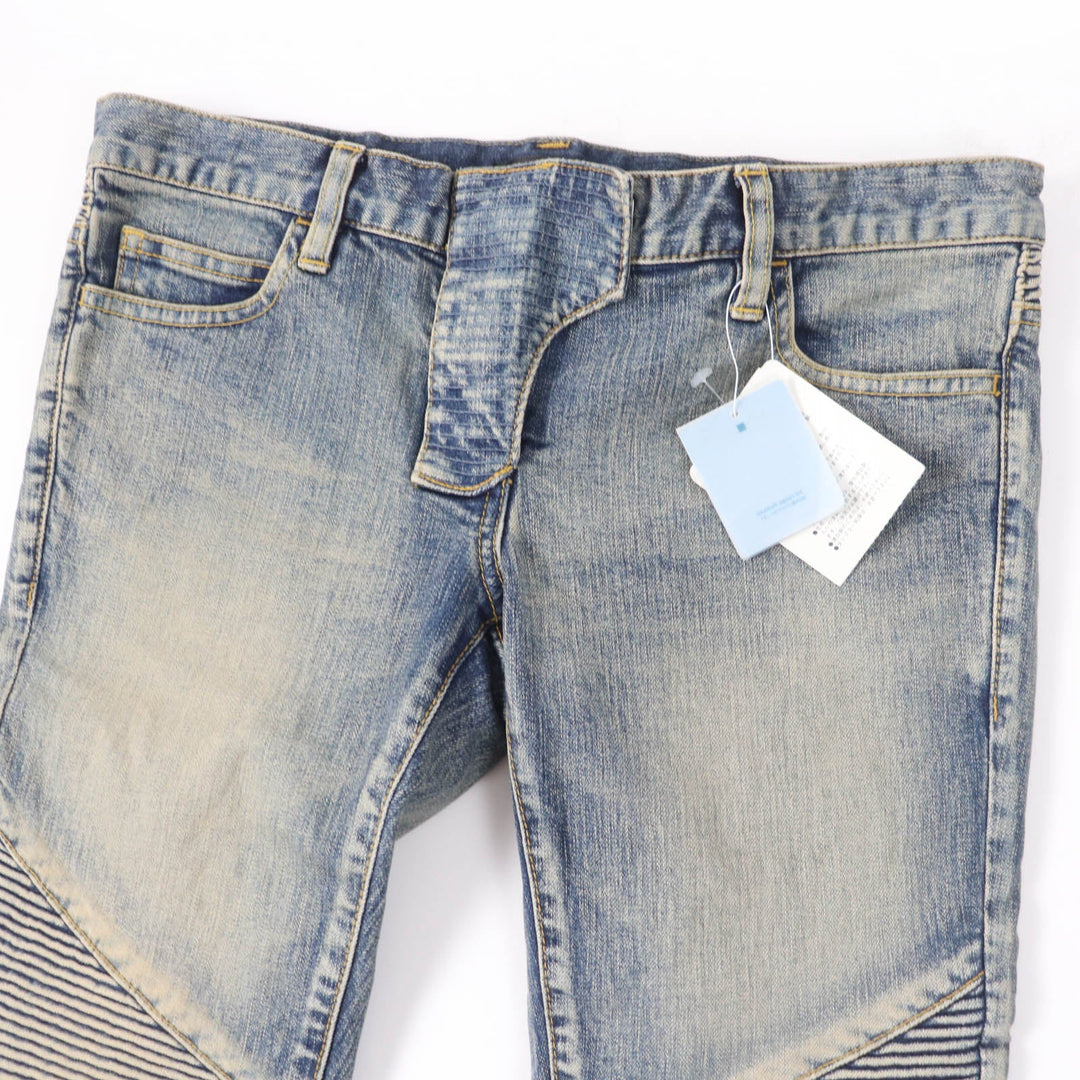 BALMAIN Denim pants Main: 98% cotton, Main: 2% polyurethane Indigo Women 36 Used Authentic