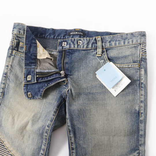 BALMAIN Denim pants Main: 98% cotton, Main: 2% polyurethane Indigo Women 36 Used Authentic