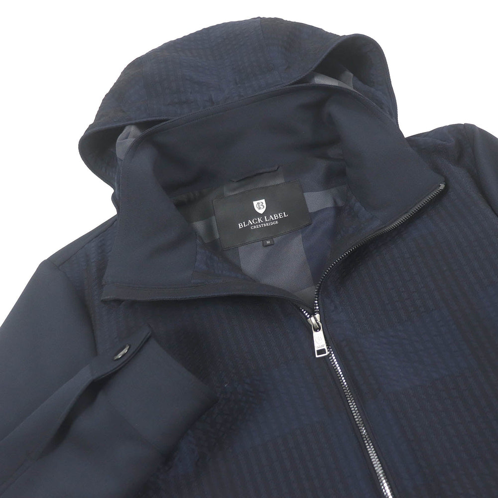 BLACK LABELCRESTBRIDGE Hoodie Outer: 100% polyester, Part: 95% polyester, Part: 5% polyurethane, Lining: 100% polyester, Leather part: Leather Navy mens M Used Authentic