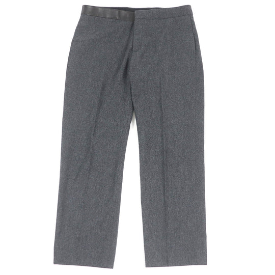HERMES slacks Outer: 100% wool, Lining: 100% cupra, Leather part: 100% sheepskin, Part: 100% cotton gray mens 46 Used Authentic