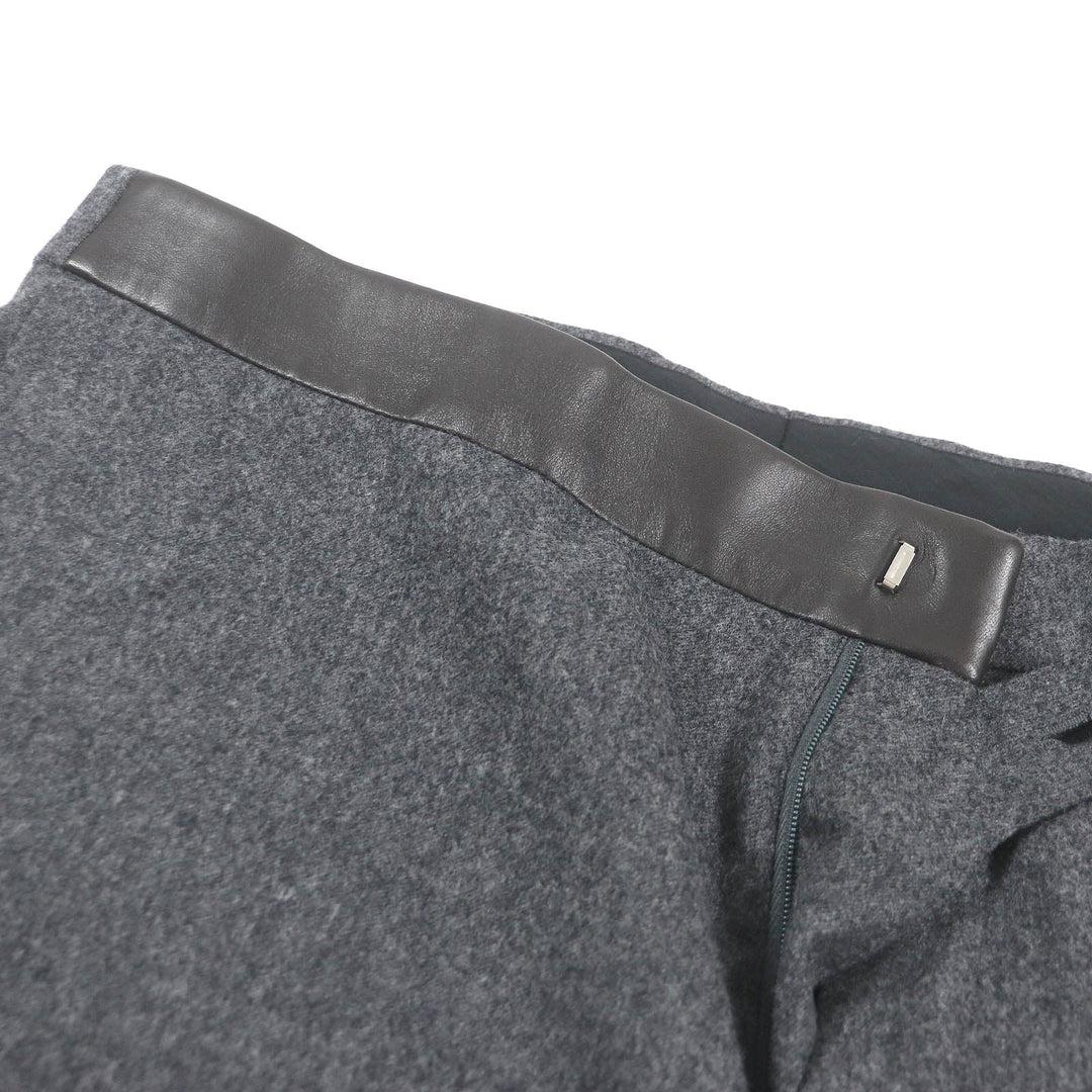 HERMES slacks Outer: 100% wool, Lining: 100% cupra, Leather part: 100% sheepskin, Part: 100% cotton gray mens 46 Used Authentic
