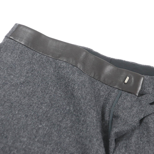 HERMES slacks Outer: 100% wool, Lining: 100% cupra, Leather part: 100% sheepskin, Part: 100% cotton gray mens 46 Used Authentic