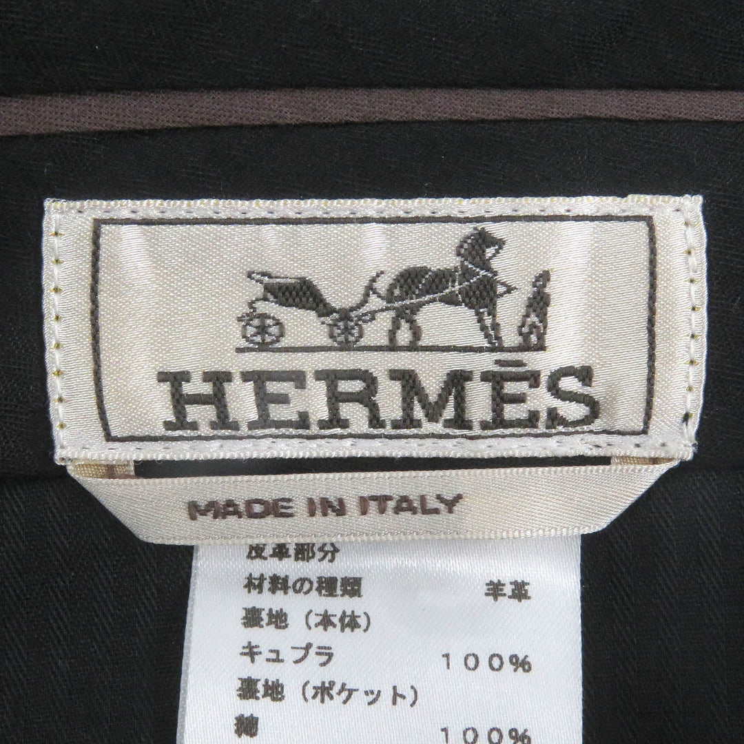 HERMES slacks Outer: 100% wool, Lining: 100% cupra, Leather part: 100% sheepskin, Part: 100% cotton gray mens 46 Used Authentic