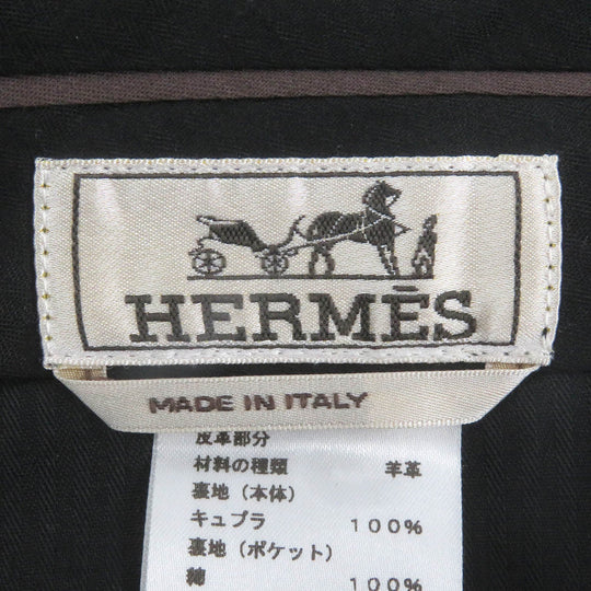 HERMES slacks Outer: 100% wool, Lining: 100% cupra, Leather part: 100% sheepskin, Part: 100% cotton gray mens 46 Used Authentic