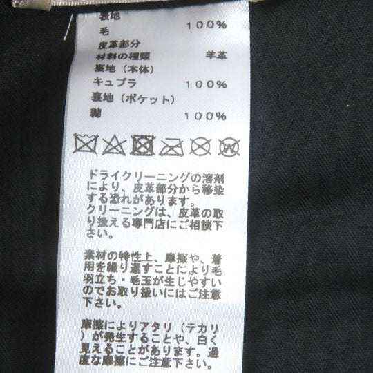 HERMES slacks Outer: 100% wool, Lining: 100% cupra, Leather part: 100% sheepskin, Part: 100% cotton gray mens 46 Used Authentic