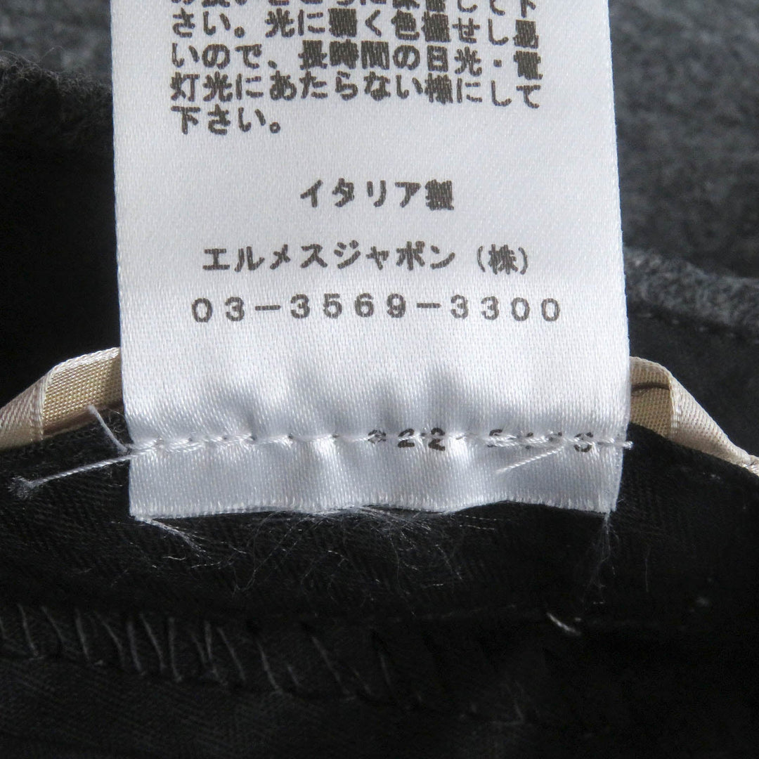 HERMES slacks Outer: 100% wool, Lining: 100% cupra, Leather part: 100% sheepskin, Part: 100% cotton gray mens 46 Used Authentic