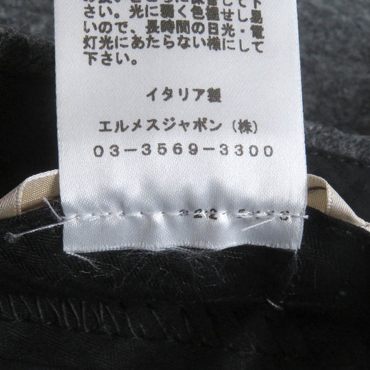 HERMES slacks Outer: 100% wool, Lining: 100% cupra, Leather part: 100% sheepskin, Part: 100% cotton gray mens 46 Used Authentic