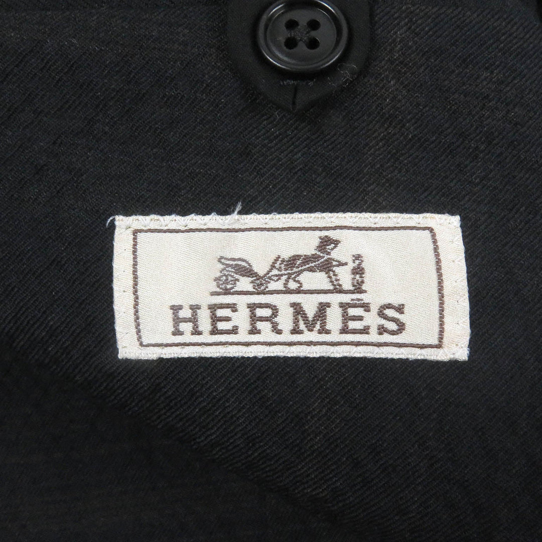 HERMES tailored jacket Outer: 99% virgin wool, Outer: 1% elastane (polyurethane), Sleeve lining: 100% cupra, Lining: 100% cotton black mens 52 Used Authentic