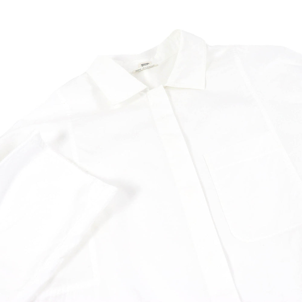 HERMES Long sleeve shirt Main: 100% cotton, Part: 100% polyester white mens 36 Used Authentic