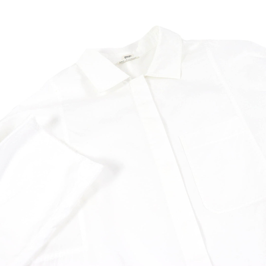 HERMES Long sleeve shirt Main: 100% cotton, Part: 100% polyester white mens 36 Used Authentic