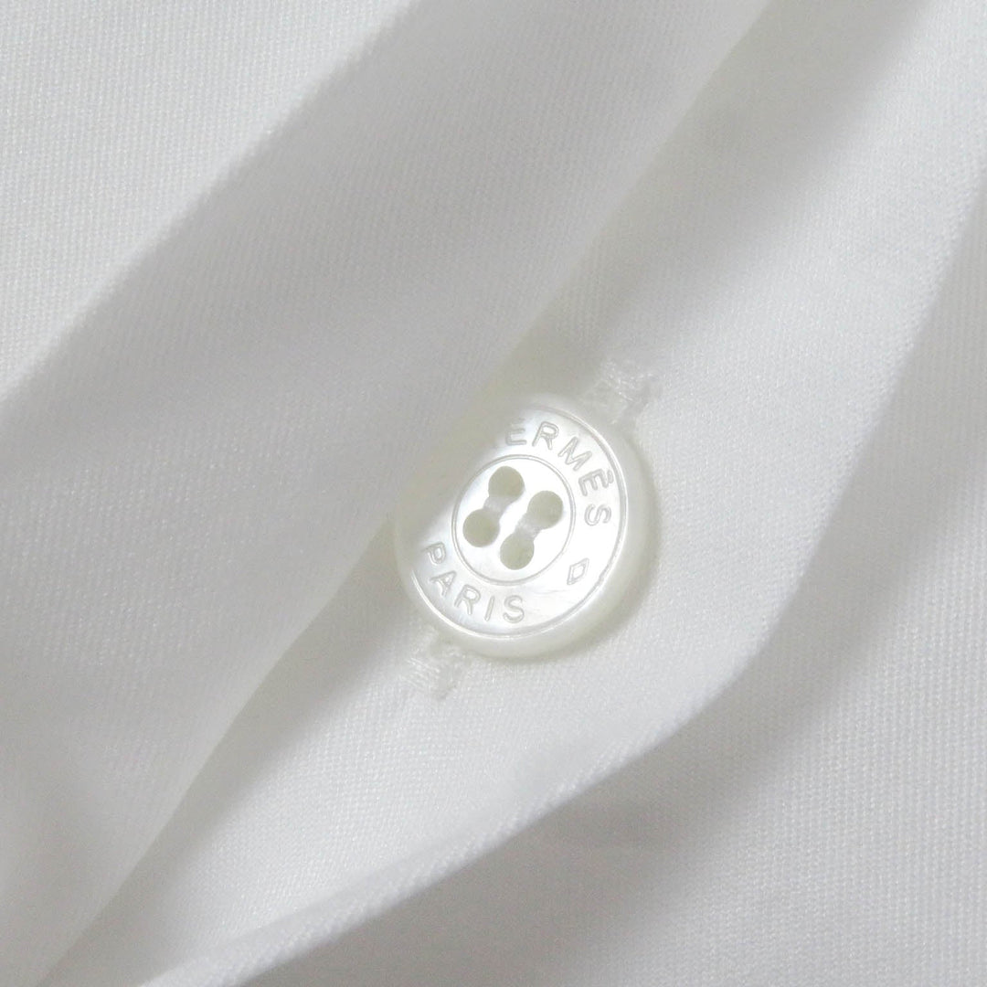 HERMES Long sleeve shirt Main: 100% cotton, Part: 100% polyester white mens 36 Used Authentic