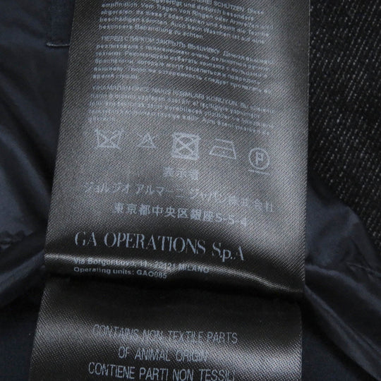 GIORGIO ARMANI coat Outer: 98% wool, Outer: 1% elastane (polyurethane), Outer: 1% polyamide (nylon), Lining: 100% polyester, Part: 100% cashmere Indigo blue mens 56 Used Authentic