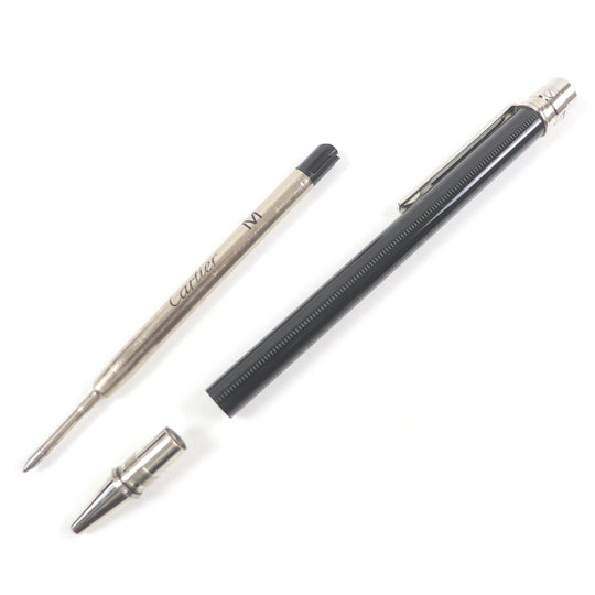 CARTIER Ballpoint pen ST150186 metal Black Silver Santos de Cartier Ballpoint Pen mens Used Authentic