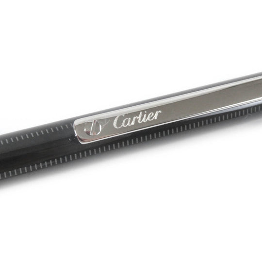 CARTIER Ballpoint pen ST150186 metal Black Silver Santos de Cartier Ballpoint Pen mens Used Authentic
