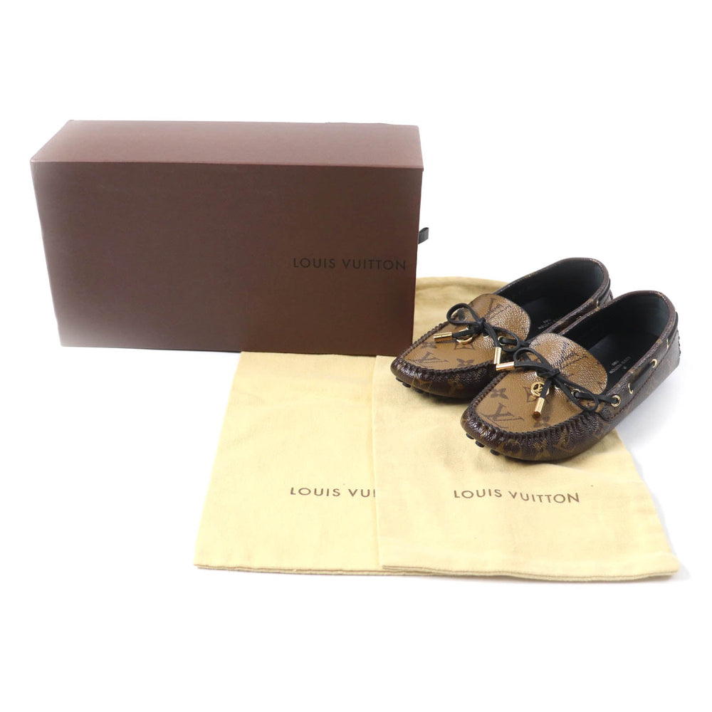 LOUIS VUITTON loafers Main: Monogram reverse canvas, leather Brown Driving shoes moccasins Gloria Lyne Women 35 1/2 Used Authentic