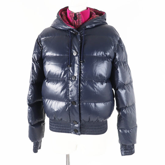 CHANEL Down jacket P59432 Outer: 98% polyamide (nylon), Outer: 2% polyurethane, Filling: 90% down, Filling: 10% feather, Lining: 100% polyamide (nylon), Part: 100% polyester Dark Navy Pink type Coconeige Women 36 Used Authentic