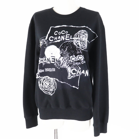 CHANEL sweat 20P P63298 Main: 100% cotton black Women M Used Authentic
