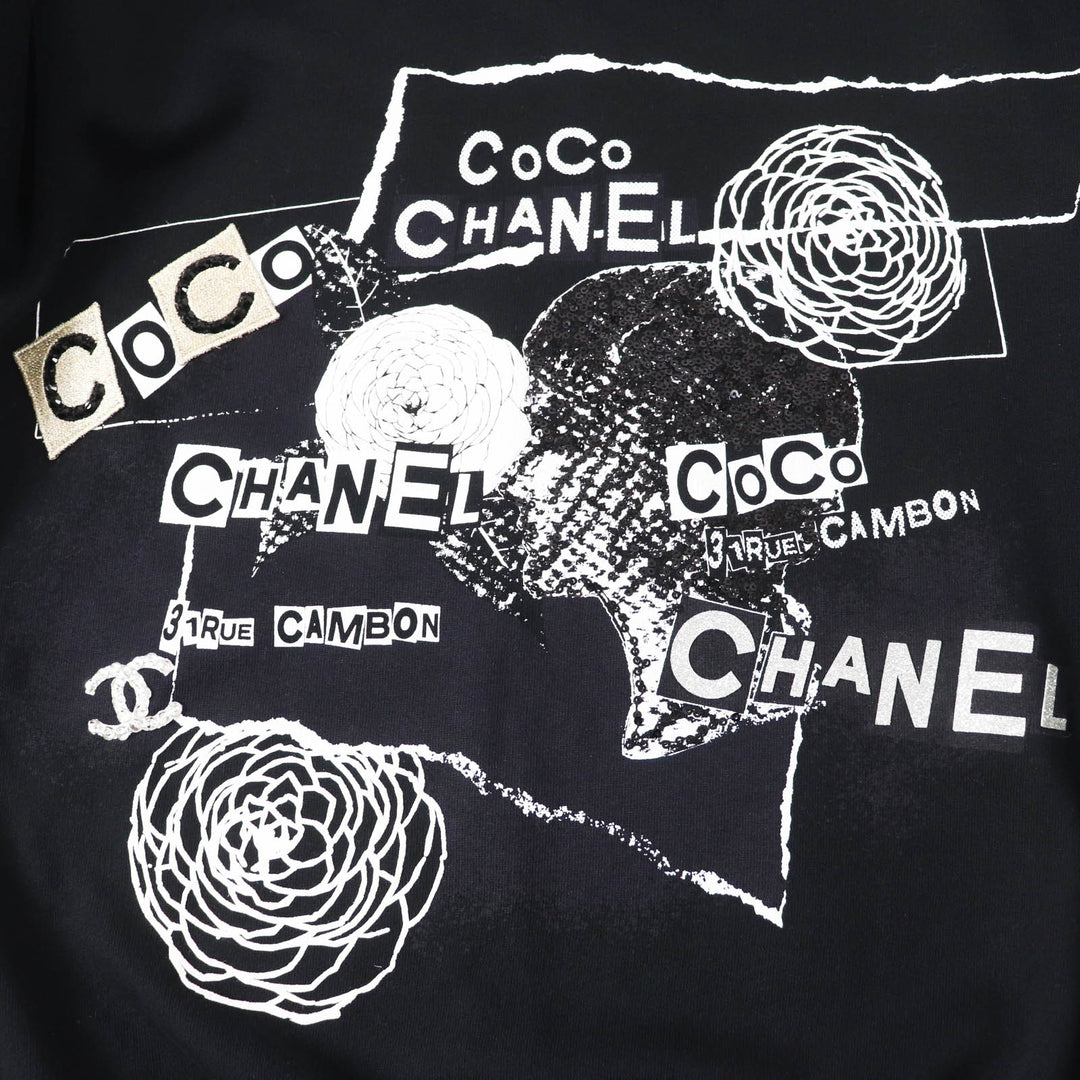 CHANEL sweat 20P P63298 Main: 100% cotton black Women M Used Authentic