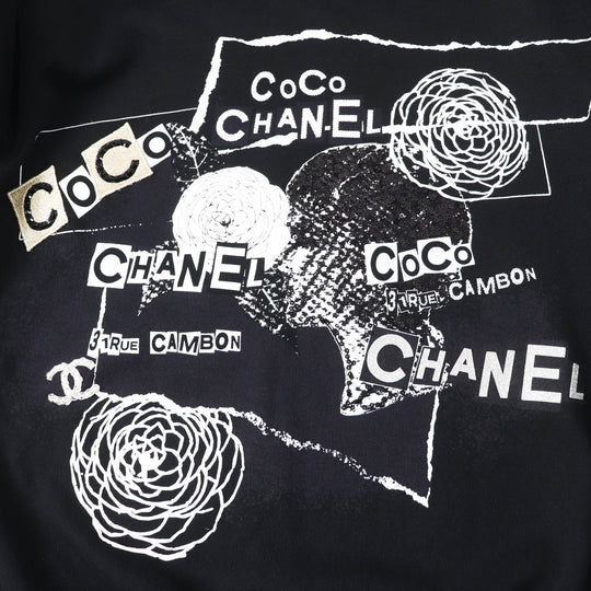 CHANEL sweat 20P P63298 Main: 100% cotton black Women M Used Authentic