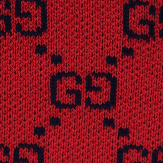 GUCCI cardigan 661156 Main: 54% wool, Main: 46% cotton, Part: 52% wool, Part: 45% cotton, Part: 2% nylon Red black Women M Used Authentic