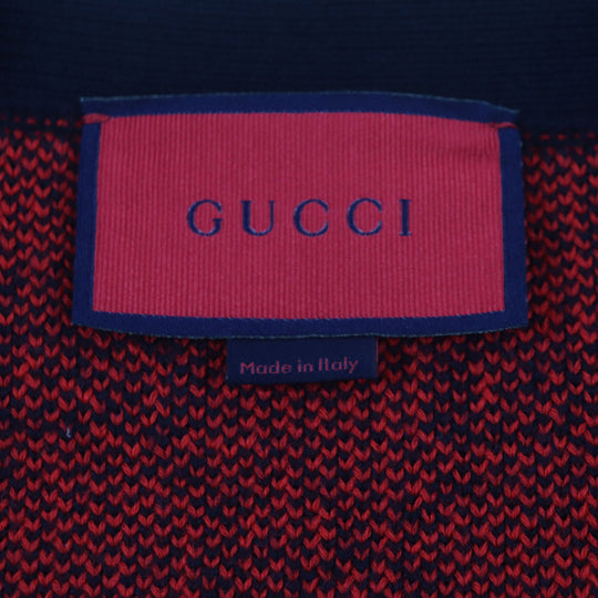 GUCCI cardigan 661156 Main: 54% wool, Main: 46% cotton, Part: 52% wool, Part: 45% cotton, Part: 2% nylon Red black Women M Used Authentic