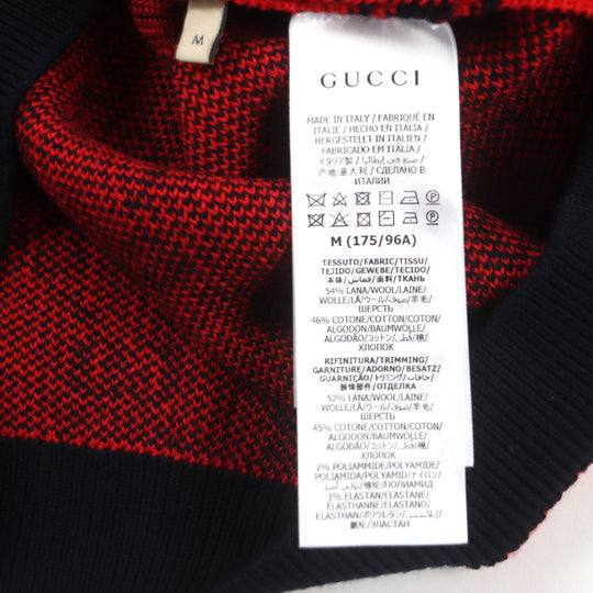 GUCCI cardigan 661156 Main: 54% wool, Main: 46% cotton, Part: 52% wool, Part: 45% cotton, Part: 2% nylon Red black Women M Used Authentic