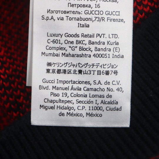 GUCCI cardigan 661156 Main: 54% wool, Main: 46% cotton, Part: 52% wool, Part: 45% cotton, Part: 2% nylon Red black Women M Used Authentic