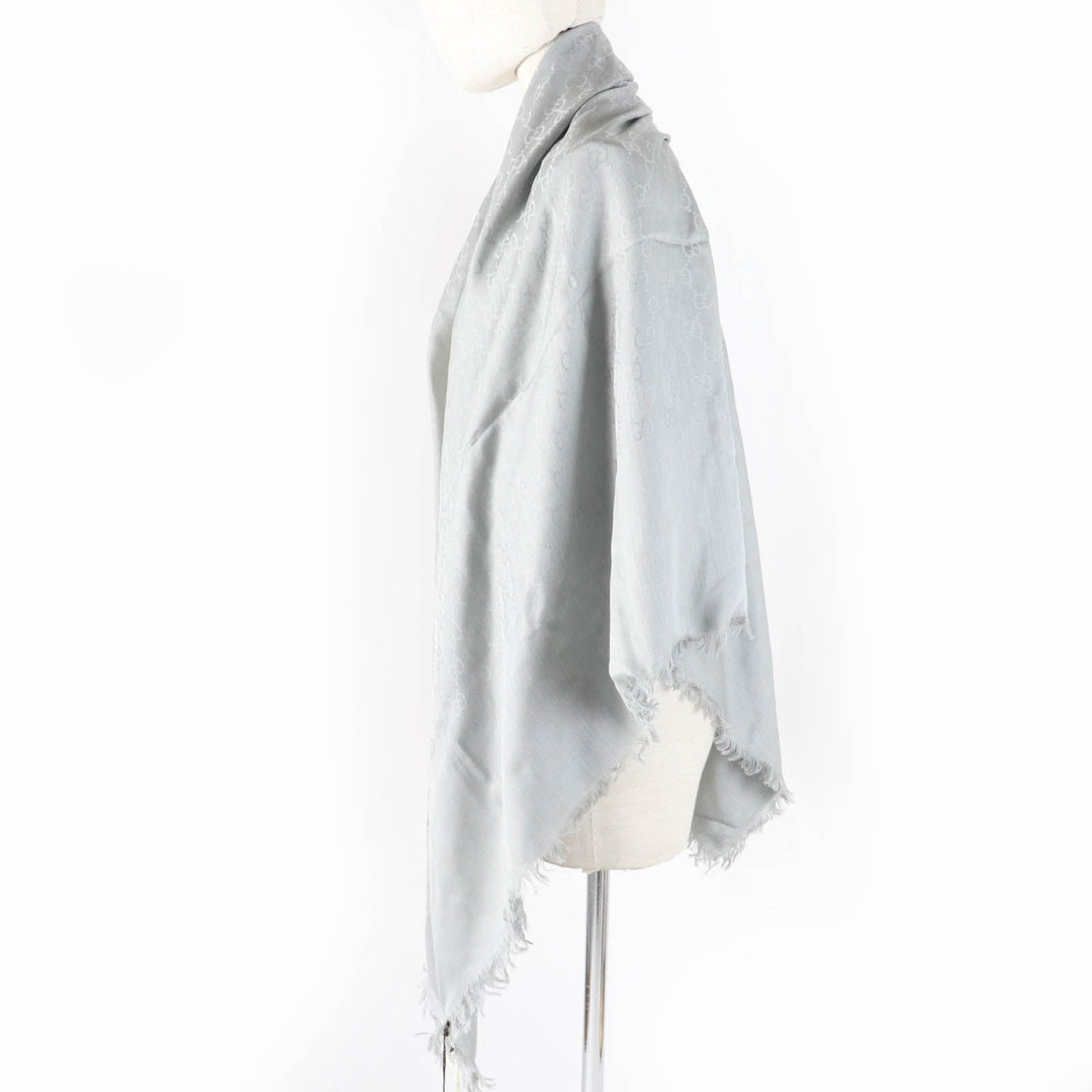 GUCCI shawl 387563 Main: 50% wool, Main: 50% silk gray Women Used Authentic