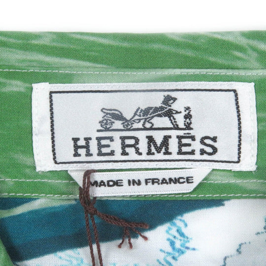 HERMES Long sleeve shirt Main: 100% cotton Blue type mens 38 Used Authentic