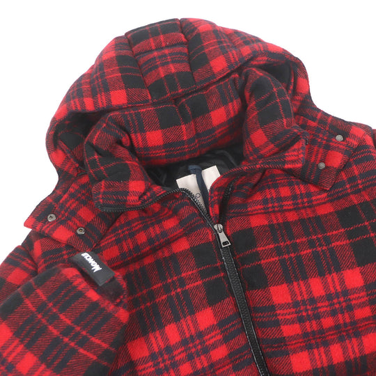 MONCLER Down jacket Outer: 100% wool, Lining: 100% nylon, Filling: 90% down, Filling: 10% feather Red black DANUBE GIUBBOTTO mens Zero size Used Authentic