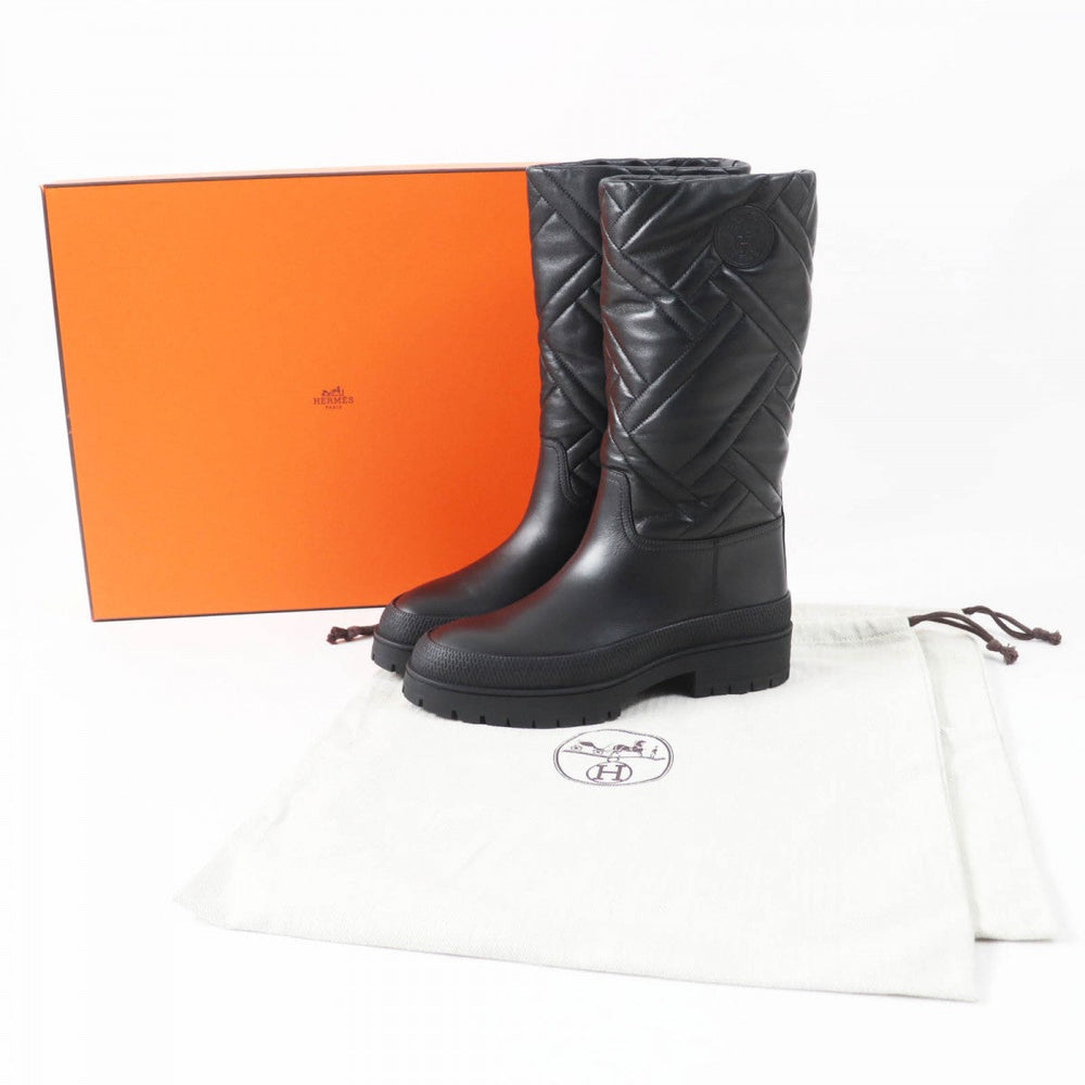 HERMES boots 222048 Main: Leather black Fuji Women 36.5 Used Authentic