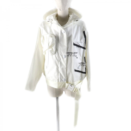 PRADA Blouson 291943 Outer: Recycled polyamide, Part: Polyamide (nylon), Lining: Viscose (rayon), Part: Leather off white Women 36 Used Authentic