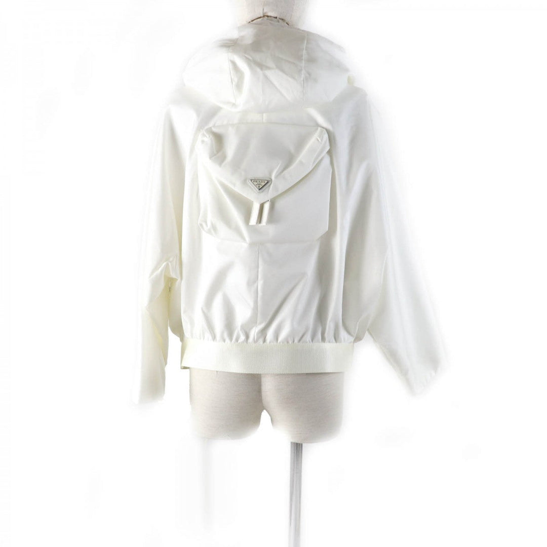PRADA Blouson 291943 Outer: Recycled polyamide, Part: Polyamide (nylon), Lining: Viscose (rayon), Part: Leather off white Women 36 Used Authentic
