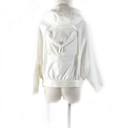 PRADA Blouson 291943 Outer: Recycled polyamide, Part: Polyamide (nylon), Lining: Viscose (rayon), Part: Leather off white Women 36 Used Authentic
