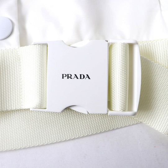 PRADA Blouson 291943 Outer: Recycled polyamide, Part: Polyamide (nylon), Lining: Viscose (rayon), Part: Leather off white Women 36 Used Authentic