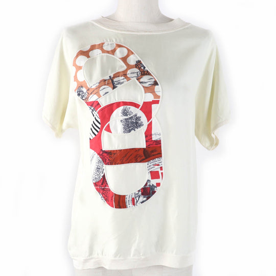 HERMES Short sleeve knit 2E2826DS Main: 100% silk, Main: 100% polyester Ivory Women 34 Used Authentic