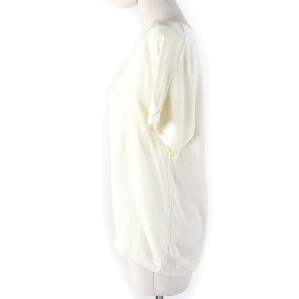 HERMES Short sleeve knit 2E2826DS Main: 100% silk, Main: 100% polyester Ivory Women 34 Used Authentic