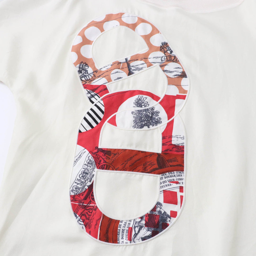 HERMES Short sleeve knit 2E2826DS Main: 100% silk, Main: 100% polyester Ivory Women 34 Used Authentic