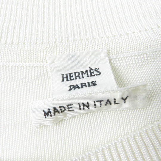 HERMES Short sleeve knit 2E2826DS Main: 100% silk, Main: 100% polyester Ivory Women 34 Used Authentic