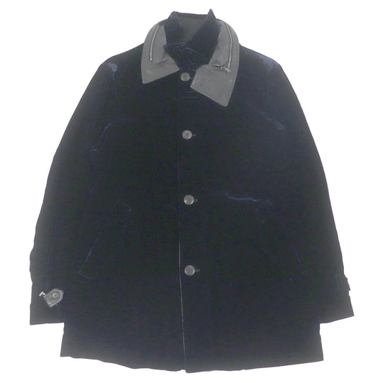 GIORGIO ARMANI coat Outer: 66% rayon, Outer: 32% cupra, Outer: 2% elastane (polyurethane), Lining: 60% acetate, Lining: 40% rayon Dark navy mens 54 Used Authentic