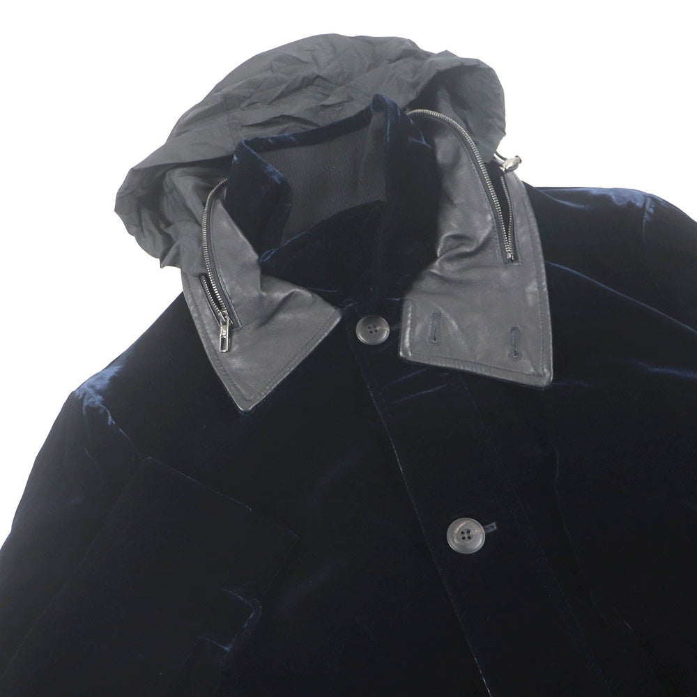 GIORGIO ARMANI coat Outer: 66% rayon, Outer: 32% cupra, Outer: 2% elastane (polyurethane), Lining: 60% acetate, Lining: 40% rayon Dark navy mens 54 Used Authentic