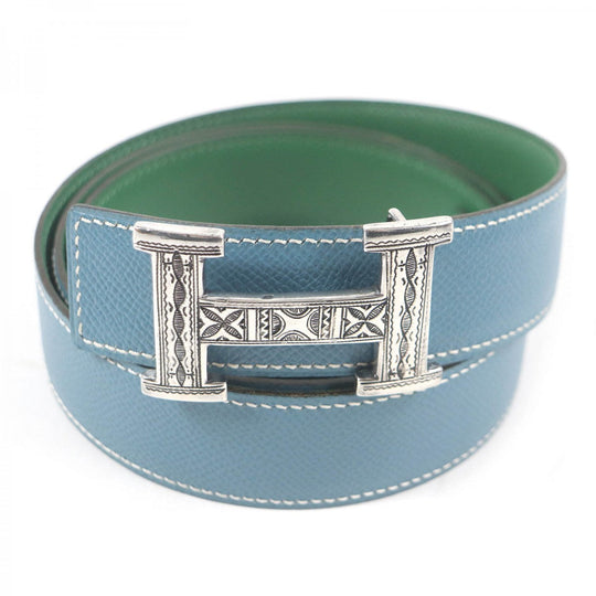 HERMES belt Main: Leather Light blue green mens Used Authentic