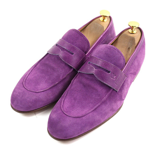 LOUIS VUITTON loafers Main: Suede leather purple mens 7 Used Authentic