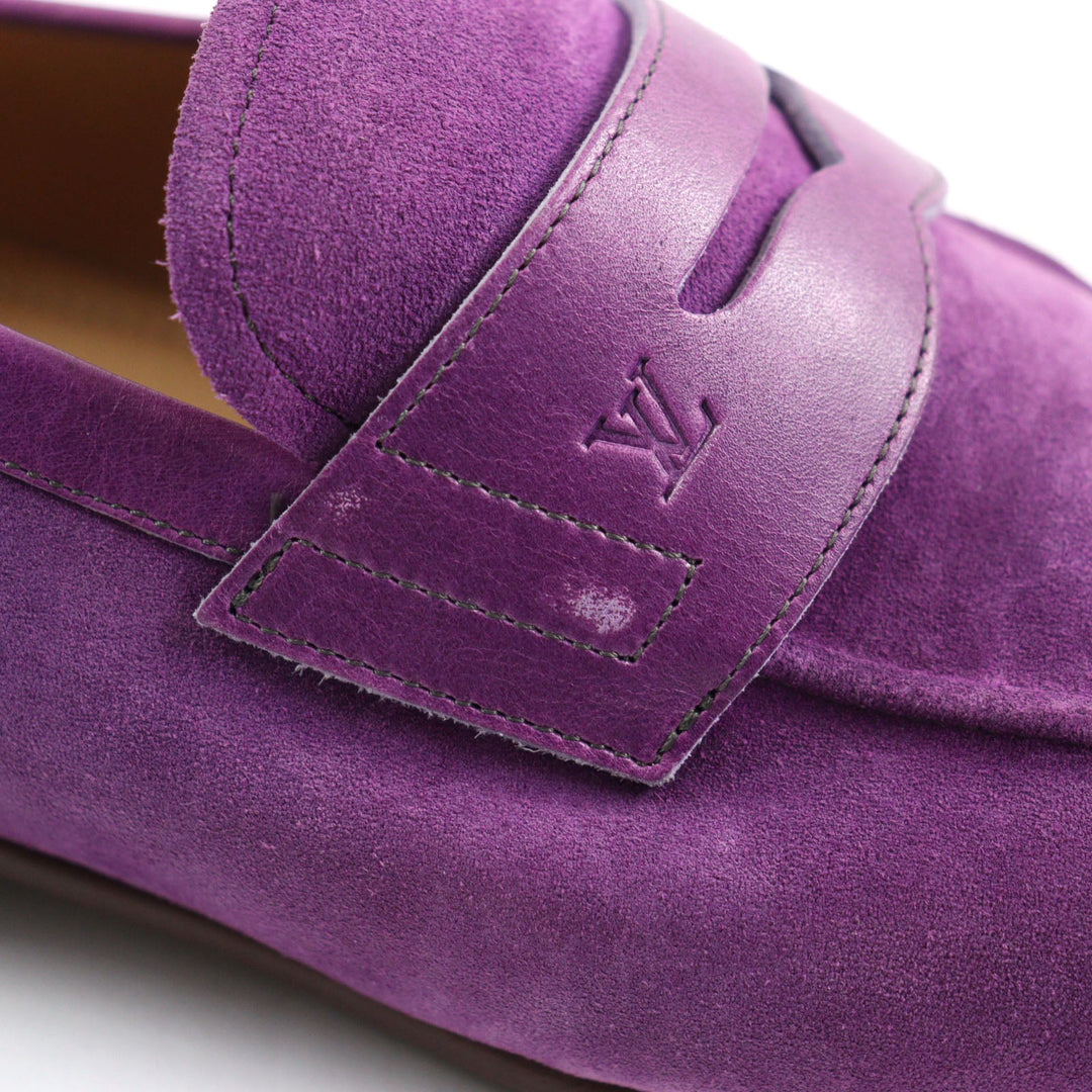LOUIS VUITTON loafers Main: Suede leather purple mens 7 Used Authentic